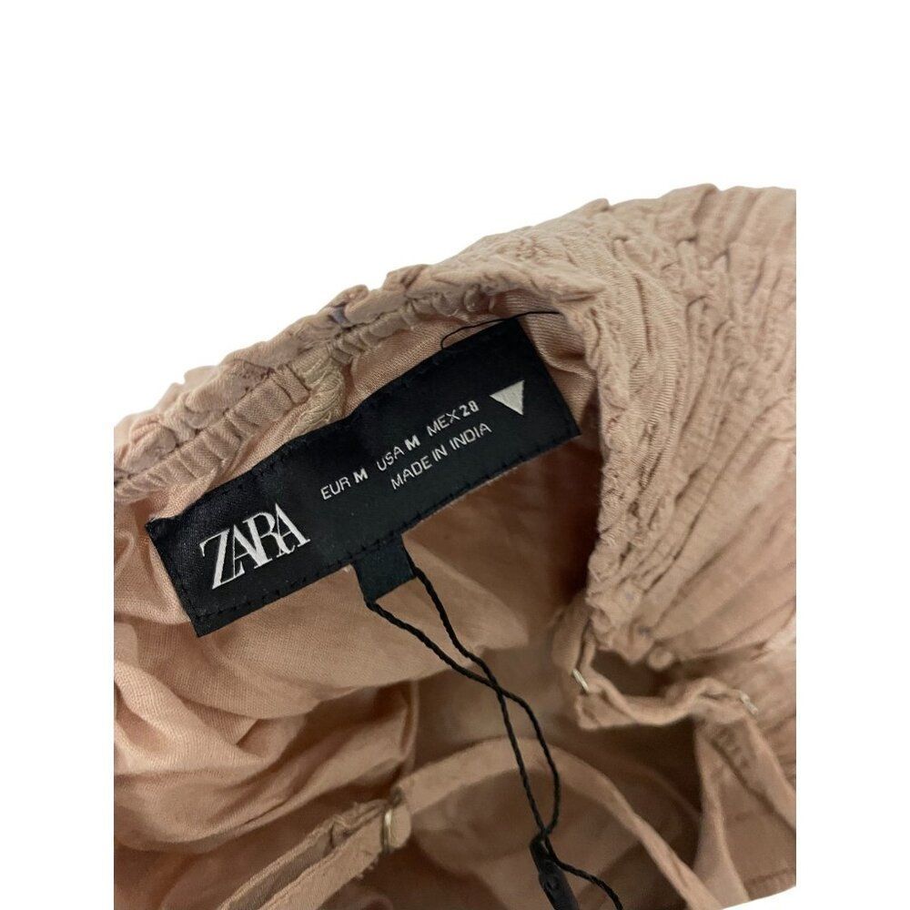Zara Womens Textured Midi Dress Medium M Pink V-Neck Sleeveless 0881/369 NWT - Picture 7 of 16